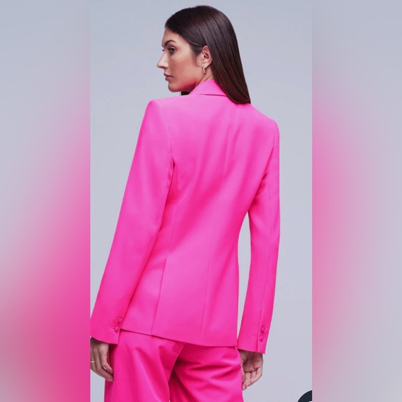 NWT L’AGENCE CHAMBERLAIN PEAK LAPEL BLAZER IN PINK GLO SIZE 12 - Picture 3 of 10